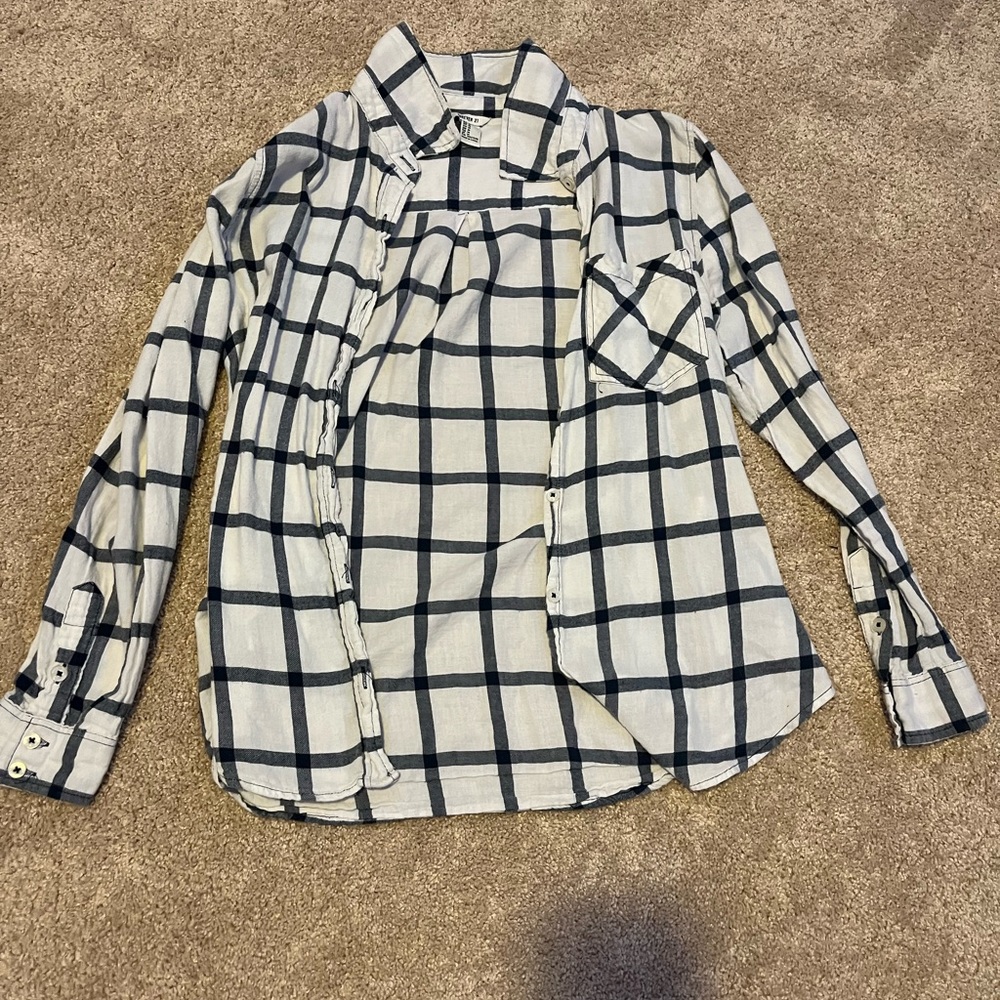 Forever 21 Navy Blue and White Flannel. US M